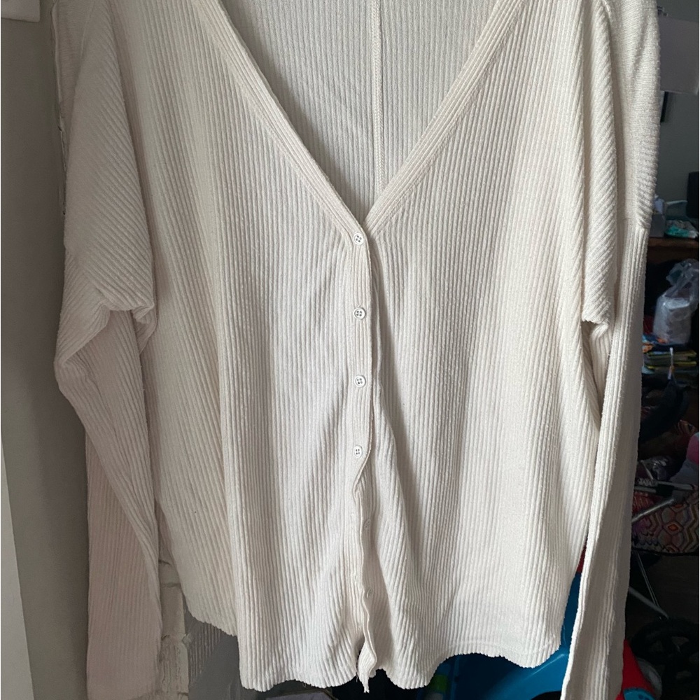 Joah brown white cardigan oversized